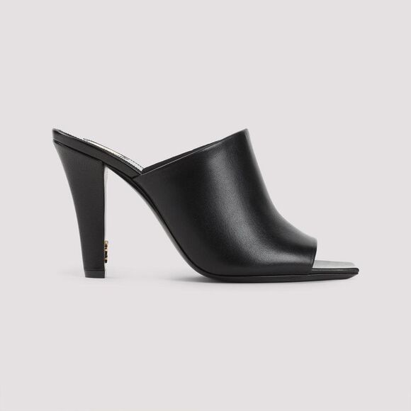 SAINT LAURENT Sculptural Heel Mule Women BLACK Pumps - Picture 1 of 5